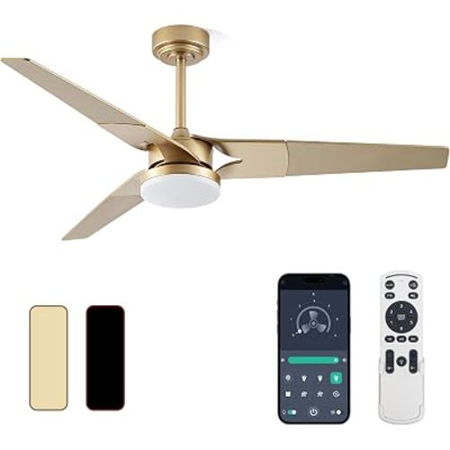 Gold Ceiling Fan with Lights and Remote, 52 In