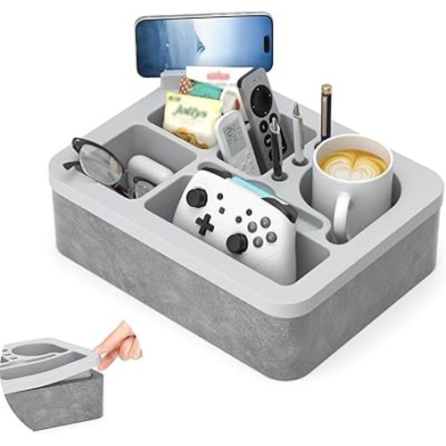 Couch Cup Holder Tray Silicone Couch Cup Holder Pillow Foam Bed Tray Snack Sofa Bed Caddy Organizer Beach Sofa Drink Holder Spill Proof Snack Caddy Removable Sofa Buddy Game Controller Kindle Phone