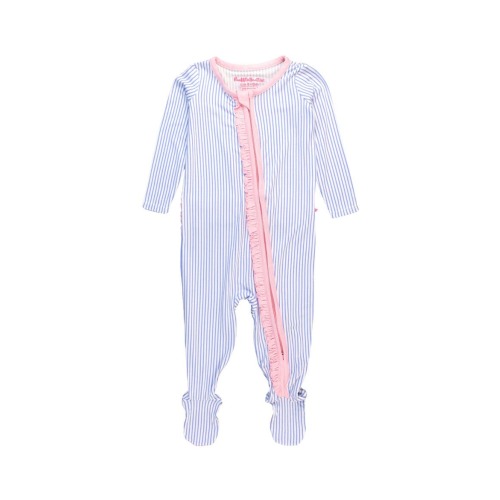 SoftSnooze Baby Girls Ruffle One Piece Footie Pajamas