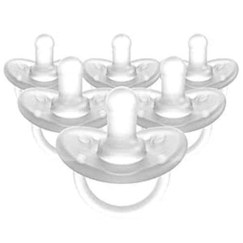 Evenflo Feeding Balance Plus Stage 1 Cylindrical Baby, Newborn and Infant Pacifier - Developed with Pediatric Feeding Specialists - 0 to 6 Months - Clear - (Pack of 6)