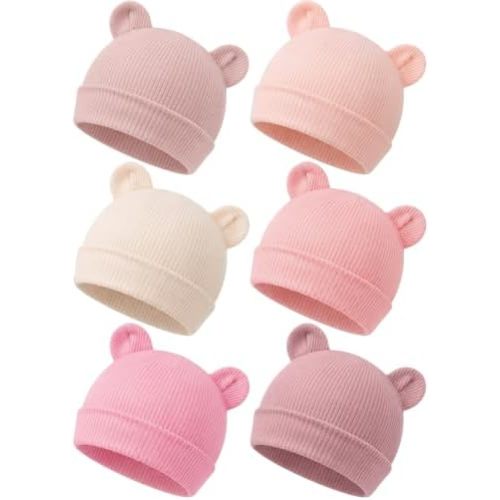 DRESHOW BQUBO 6 Pack Baby Newborn Hats Set for Boys Girls Preemie-3 Months