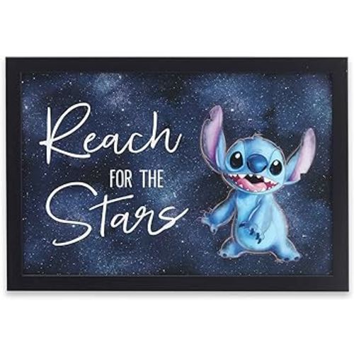 Disney Lilo and Stitch Reach for the Stars Framed Wood Wall Decor - Fun Stitch Wall Art for Kids' Bedroom or Playroom
