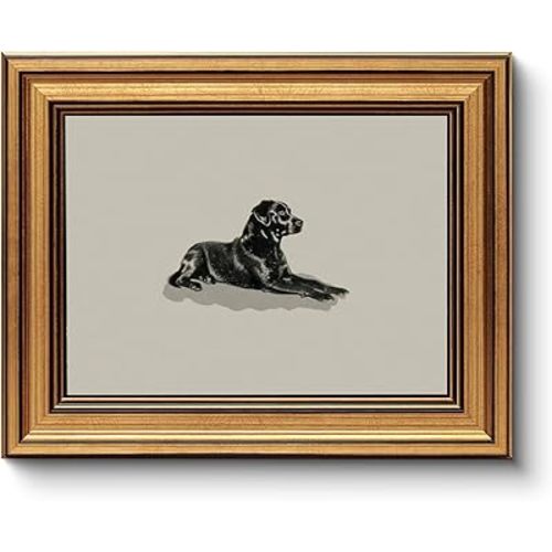 HUARCEY Gold Framed Vintage Wall Art Black Dog Wall Decor Minimalist Animal Art Pictures Room Decor Dog Lovers Gifts Modern Canvas Prints Shelf Artwork for Bedroom Bathroom Living Room 8x10in