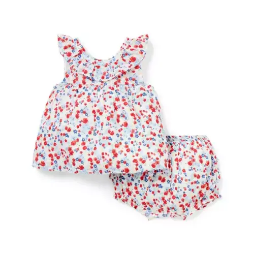 Baby White Ditsy Floral Baby Ditsy Floral Ruffle Matching Set by Janie and Jack