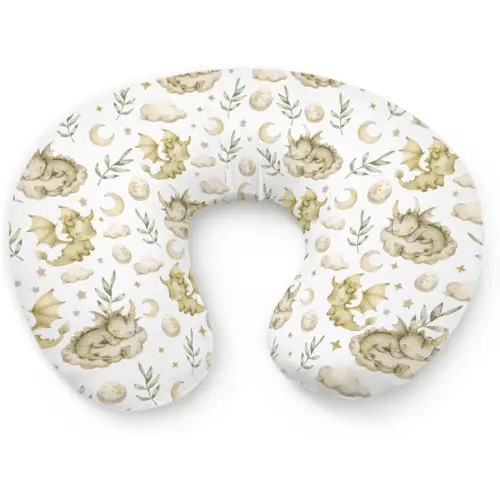 Watercolor Dragon Cloud Moon Stars Leaves Pattern Nursing Pillow Cover, Unisex Removable Breastfeeding Pillowcase Slipcover for Baby Girls Boys Newborns Toddlers, Cover Only