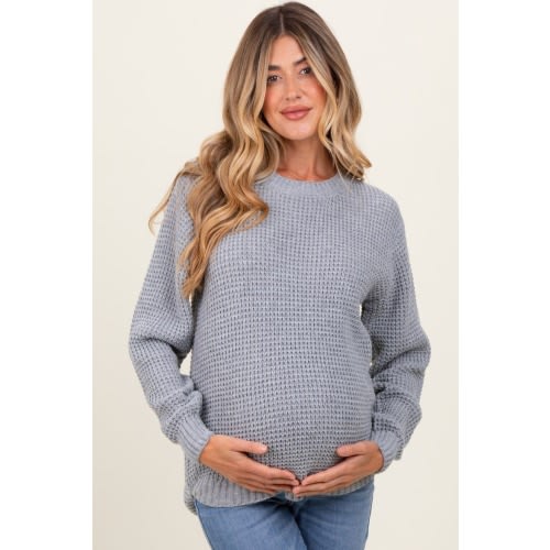 Waffle Knit Rounded Hem Sweater
