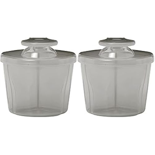 Dr. Brown's Baby Formula Dispenser with Snap-On Lid for On-The-Go Feedings,Milk Powder Dispenser for Traveling with Infant,Gray (Pack of 2)