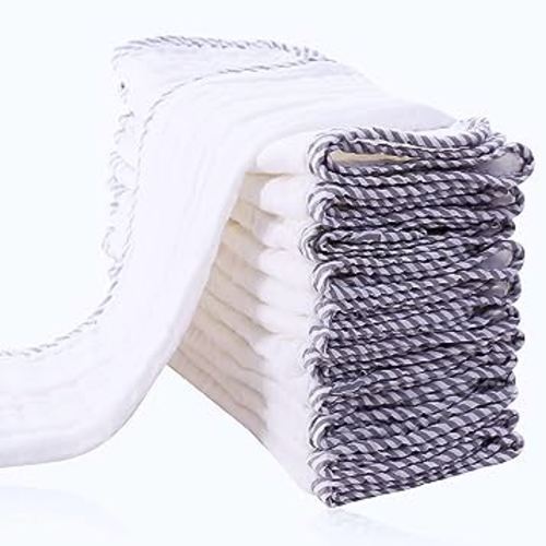 Cute Castle 12 Pack Muslin Burp Cloths for Baby - Ultra-Soft 100% Cotton Baby Washcloths - Large 20'' by 10'' Super Absorbent Milk Spit Up Rags - Burpy Cloths for Unisex, Boy, Girl - Stripe