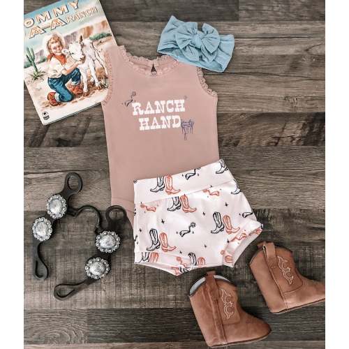 Ranch Hand Lace Bodysuit Tank (18-24M) - Blush