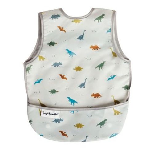 Tiny Twinkle Mess-Proof and Waterproof Baby Bib/Apron, Machine Washable and BPA-Free (Dinosaur, Small 6-24 Months)