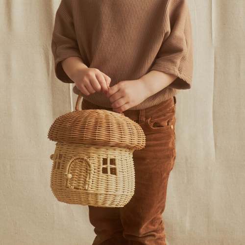 Rattan Mushroom Basket, Natural - Olli Ella | Maisonette