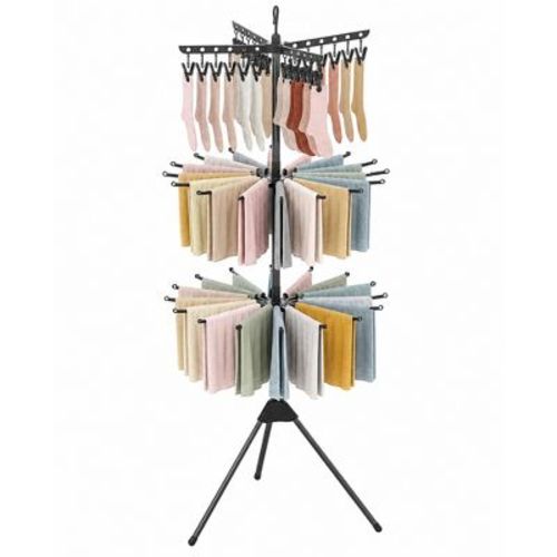 3-Tier Folding Clothes Drying Rack with 24 Clips, Black