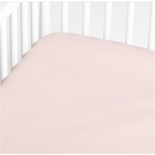 Comfy Tee Whisper Stripe Pink 100% Organic Cotton Jersey Baby Crib Fitted Sheet