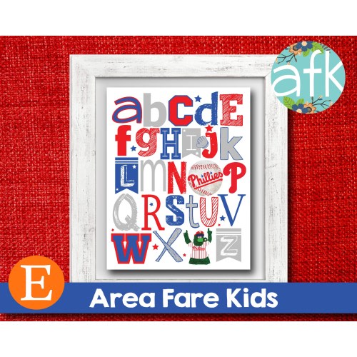 PHILADELPHIA PHILLIES Baseball Team MlB  ABC Nursery Art Print