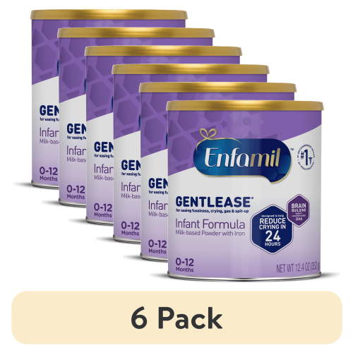 (6 pack) Enfamil Gentlease Baby Formula, for easing Fussiness, Gas, Crying and Spit-up, 12.4 oz Can