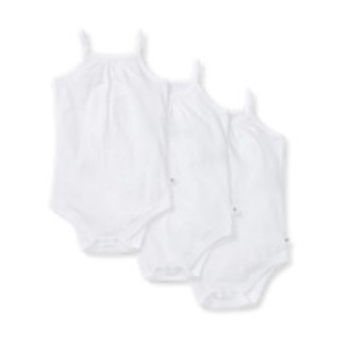 Burt's Bees Baby Organic Cotton Set of 3 Solid Camisole Bodsuits - Cloud White, Newborn