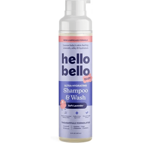 Hello Bello Shampoo and Body Wash, Gentle Hypoallergenic Formula for Babies and Kids, Vegan and Cruelty-Free, Lavender, 10 fl oz