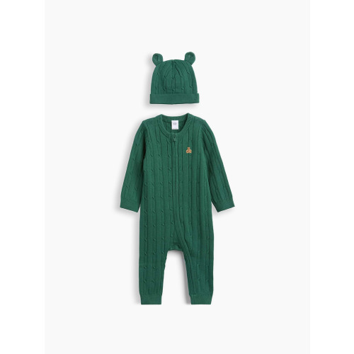 Baby Cable-Knit Hat & Sweater One-Piece Set