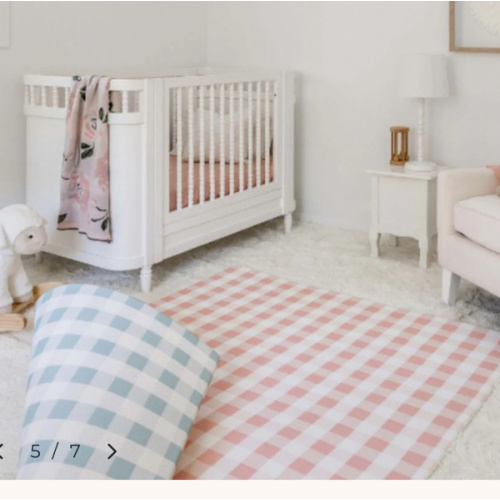 Gingham Play Mat - Dusty Blue – Munchkin & Bear