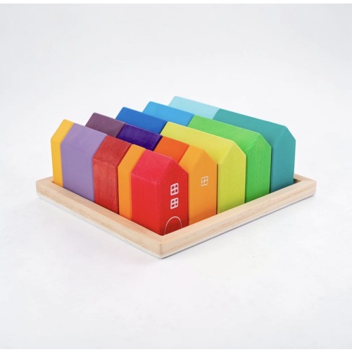 15 Pcs Little Village Wooden House Toys Building Blocks