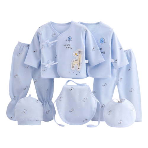 Povozer Baby Layette Gift Set 0-3 Months Newborn Baby Clothes Pure Cotton Suit Newborn Baby Clothes Boys And Girls Baby Seven Piece Set,Size 0-3 Months,Blue