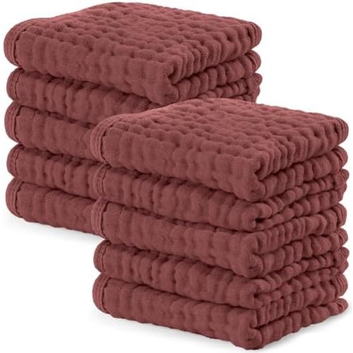 Muslin Baby Burp Cloths, 10x10 - Wine (10pk)