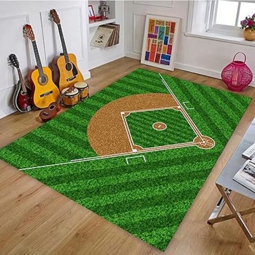 Osimiccp Baseball Rug for Bedroom 5'x7' Non Slip Sports Rug for Living Room Baseball Room Decor