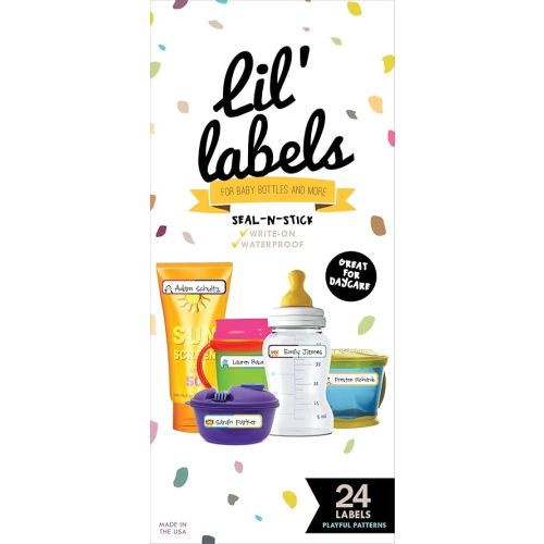 Bottle and Food Labels, Write-On, Freezer Safe, Self-Laminating, Waterproof Kids Name Labels for Baby Bottles, Sippy Cup for Daycare School, Dishwasher Safe (Playful Patterns)