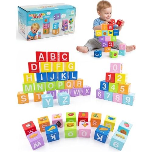 Magnetic Blocks for Toddlers,1.65in Large Montessori Building Cube for Kids
