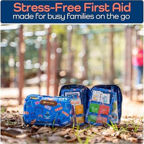 KeepGoing Travel First Aid Kit for Kids – 130 Pc. for Car, Home, Purse, Diaper Bag & Backpack with Latex-Free Bandages - Mini First Aid Kit Travel Size TSA-Approved