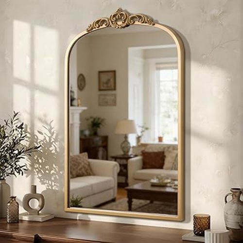 1 Set Vintage Gold 20x30 Arched Antique Baroque Tabletop Wall Mirror