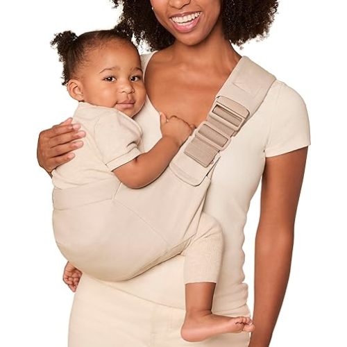 Ergobaby Upsie Sling Baby Carrier for Babies and Toddlers 6-48 Months (17-45 lbs) - 2-Position Ergonomic Baby Carrier with Front Storage Pocket, Hip-Healthy Positioning - Natural Beige