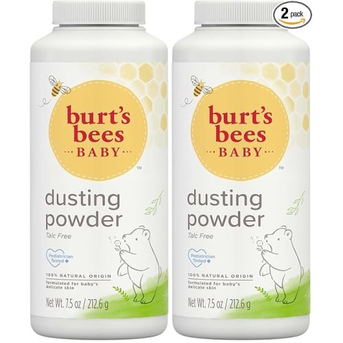 Burt's Bees Baby Dusting Powder,100% Natural Origin Baby Powder Talc-Free,7.5 oz. Bottle,(Pack of 2)