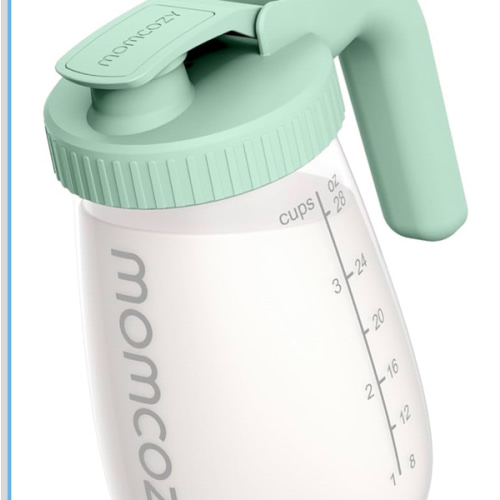 Momcozy Breast Milk Pitcher, Resistant to Heat and Cold Abrupt Temp Swings, No Leak Glass Breast Milk Fridge Storage Container with Wide Mouth, Fast Baby Formula Maker, Green