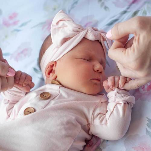 Solid Blush Bamboo Baby Knot Gown & Hat