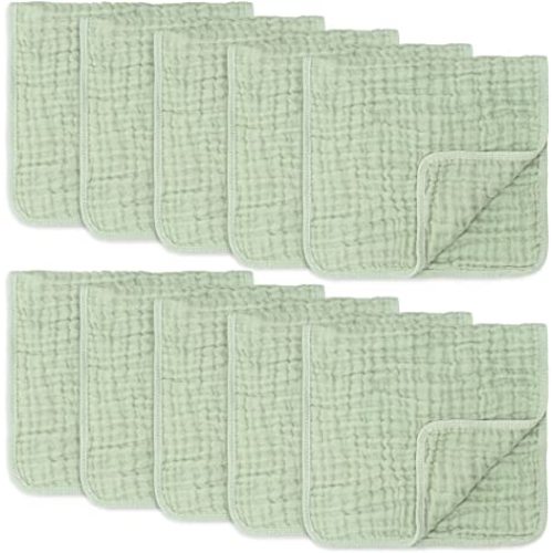 Muslin Burp Cloths (Sage, 10-Pack, 20" X10")