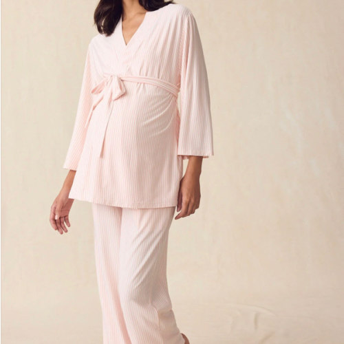 LAKE | Women | DreamModal® Pajamas | English Rose Pencil Stripe Maternity Kimono Bundle