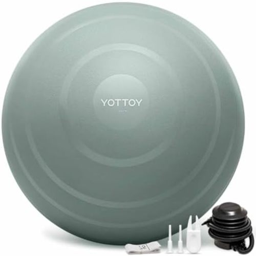 YOTTOY Anti-Burst Exercise Ball for Working Out, Yoga Ball for Pregnancy,Extra Thick Workout Ball for Physical Therapy,Fitness with Pump (Green)