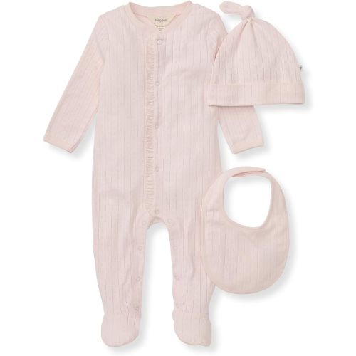 Pink Sand Organic Cotton 3-Piece Set - Jumpsuit, Bib & Hat by Burt's Bees Baby