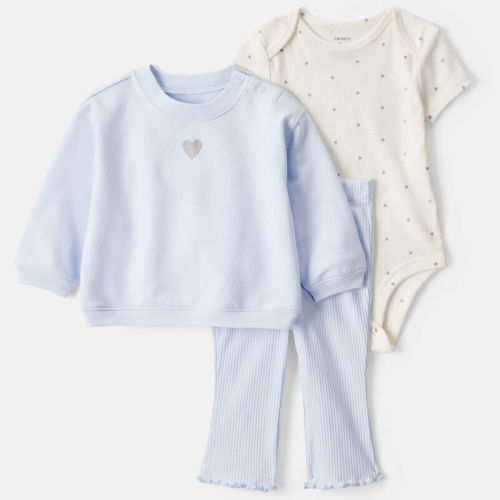 Blue Baby Girl 3-Piece Heart Print Pullover Set | Carter’s Oshkosh Canada