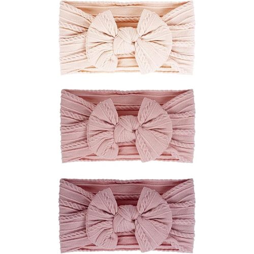 hoyuwak 3 PCS Baby Bow Headbands Handmade Nylon Bow Hairbands Soft High Stretchy Hair Accessories for Infant Baby Girls