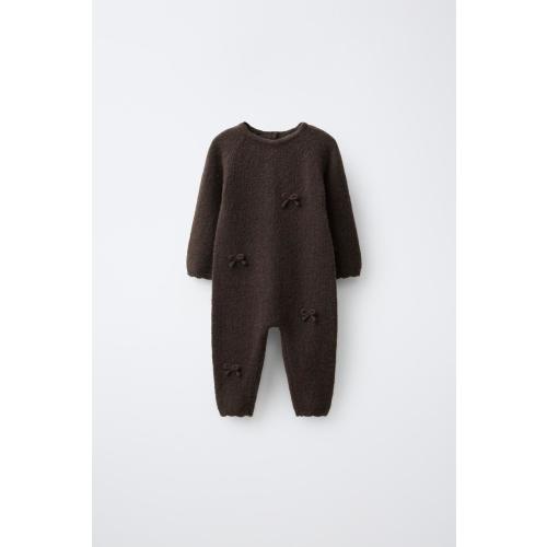 KNIT BOW JUMPSUIT - Brown | ZARA United States