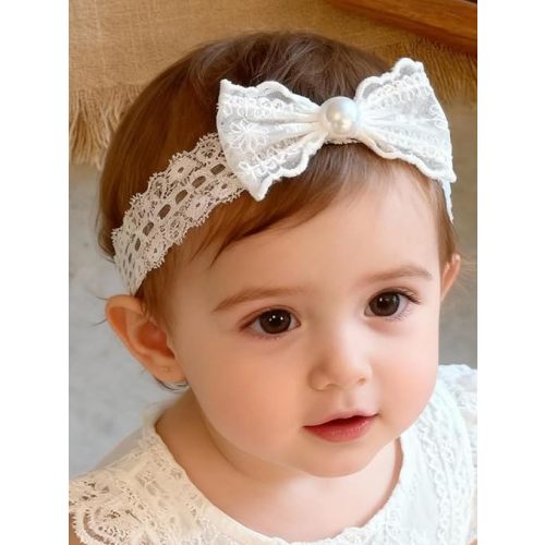 Baby Girls Cute Lace Bow Headband Soft Cotton Elastic Hair Accessories for Toddlers Newborns Ideal for Birthdays Baby Shower Photoshoots Special Occasions
