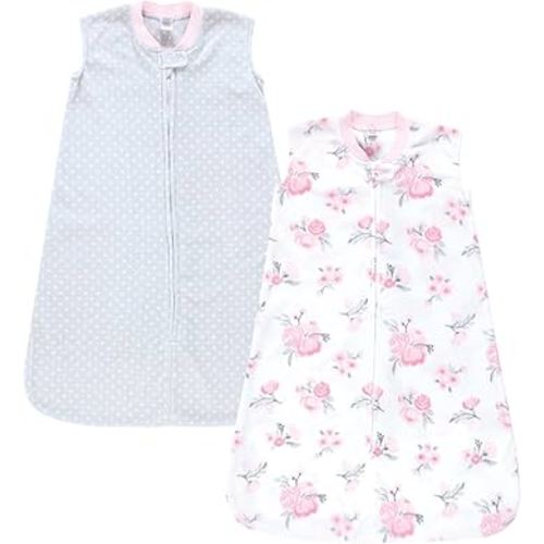 Hudson Baby Infant Girl Plush Sleeping Bag, Sack, Blanket 2pk, Basic Pink Floral, 0-6 Months