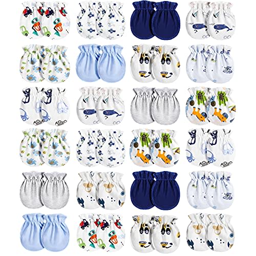 Geyoga 24 Pairs Newborn Baby Mittens 0-6 Months Newborn No Scratch Mittens Soft Elastic Infant Baby Gloves
