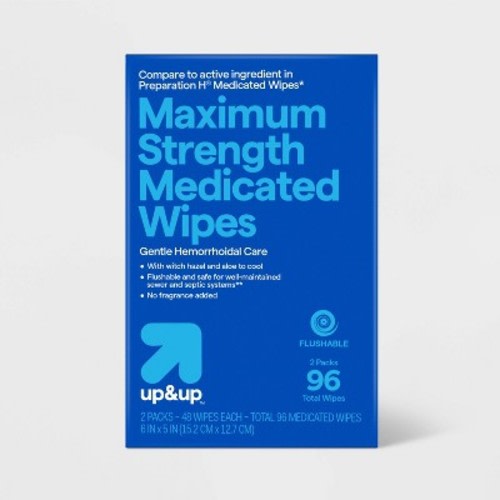 Medicated Hemorrhoid Fragrance free Wipes - 96ct - up&up™