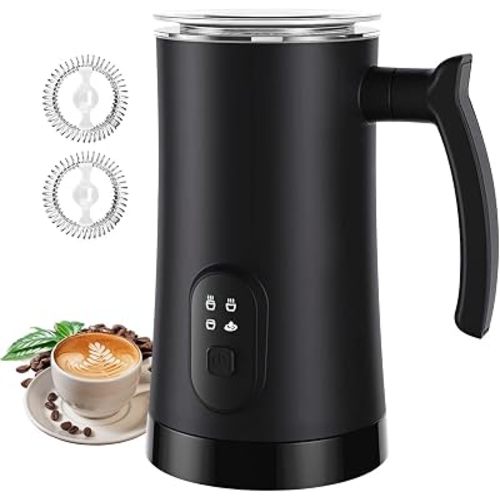 Milk Frother, 4-in-1 Electric Milk Steamer, 350ml/11.8oz Automatic Frother for Coffee, Warm and Cold Foam Maker for Latte, Cappuccino and Hot Chocolate (Black)