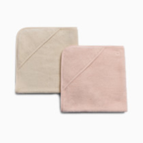 Tiny Kind Organic Hooded Towel 2-Pack - Cloud Pink/Antique White, 0-24 M