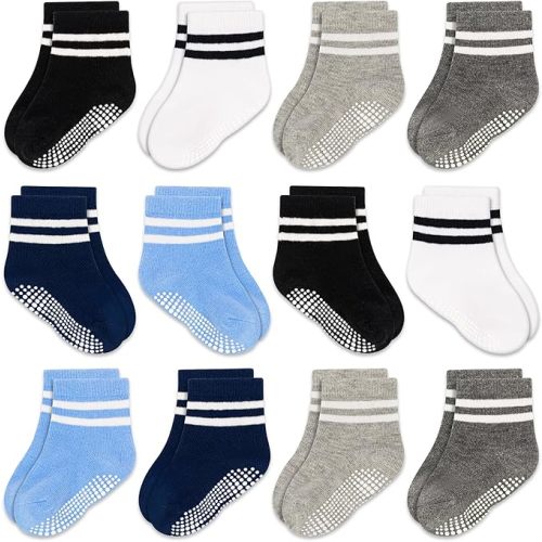 GRPSKCOS Baby Socks Non Slip 12 Pairs Toddler Anti Skid Socks for 0-7 Years Infants Little Kids Boys Girls