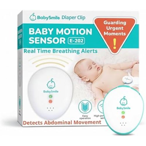 BabySmile E-202 Baby Movement & Sleep Monitor | Motion Sensor with Safety Alerts, Arousal Vibration & Portable Clip-On Design | Smart Baby Sleep Support (White)